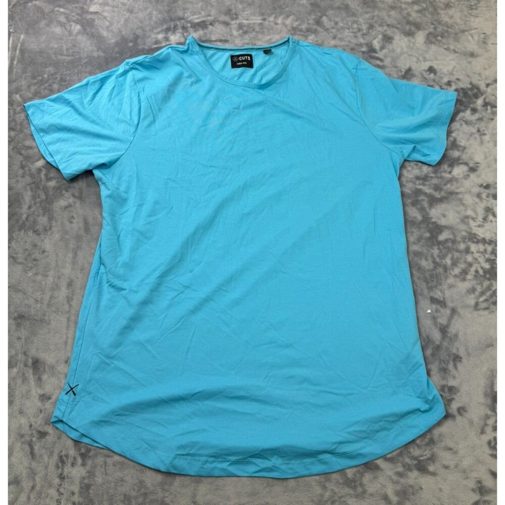 Cuts Clothing Short Sleeve Crew Curve-Hem T-Shirt Mens XXL Blue Pyca Pro